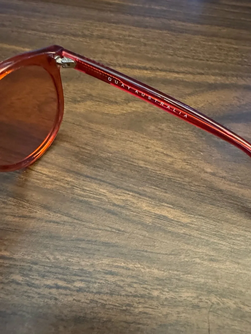 Quay Australia Transparent Red Round Sunglasses